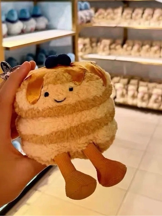 Jellycat Accessories - Jellycat Cream and Brown Pancake Plush Key & Card Holder with Blue Accent